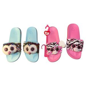 Kids TY Slippers Size L (4–6) Lot of 2 Pink Unicorn Slide Slippers Fun